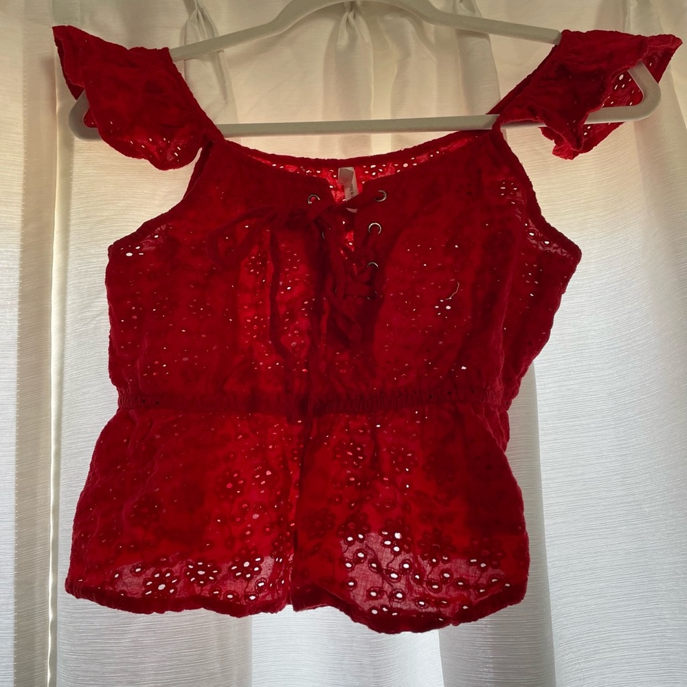 Red cropped top